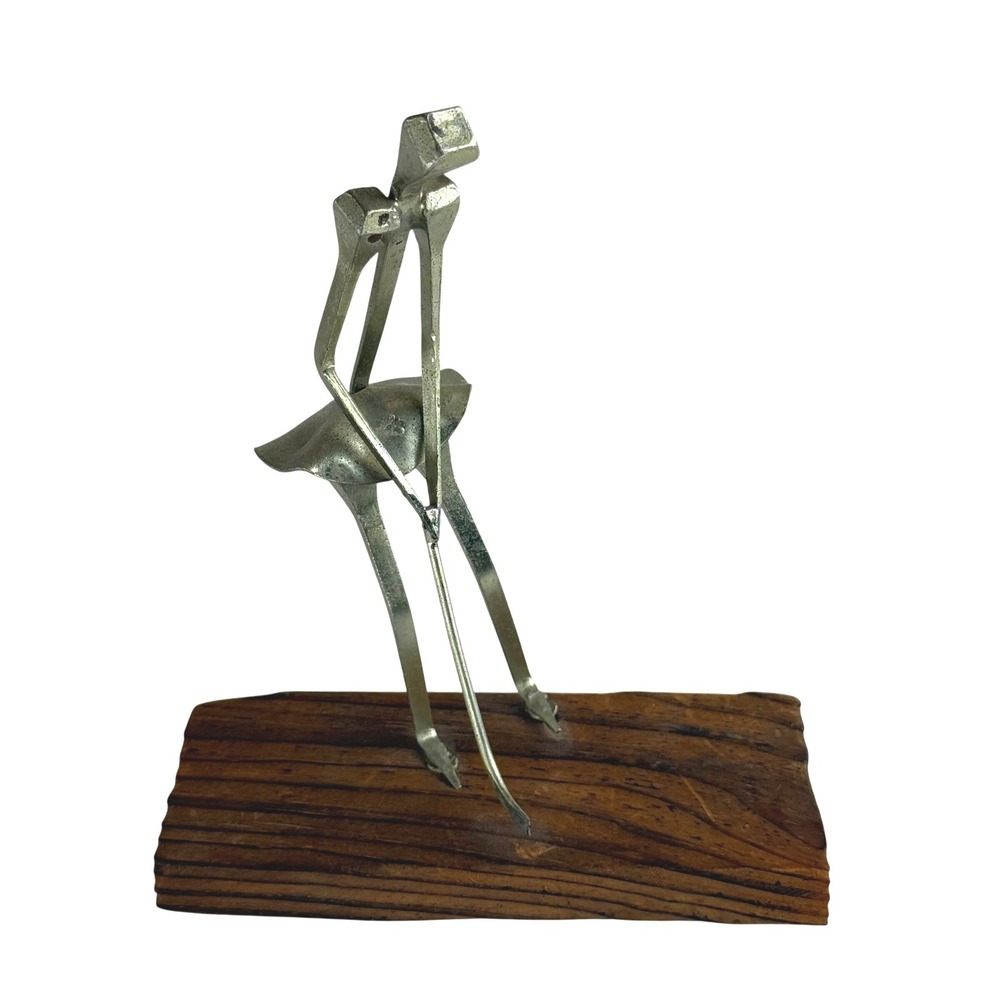 Vintage Sterner Imports Golfer Nail Art Sculpture Made in Spain Wood Base